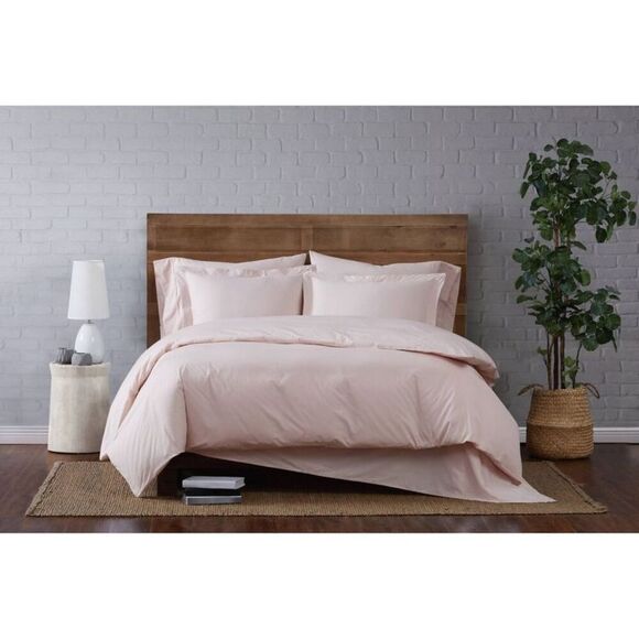 Cannon - 3pc Full/Queen Solid Percale Duvet Cover Set Blush Blush - Picture 1 of 5
